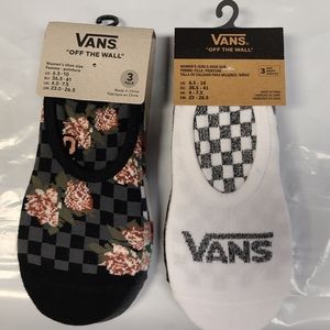 Vans Women's No Show Socks One Size 2 Packs of 3 pair assorted colors New w tags